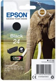 EPSON ORIGINAL - Epson 24 Noir (5,1 ml) Cartouche de marque