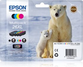 EPSON ORIGINAL - Epson 26XL - Pack 4 cartouches T2636XL (T2621, T2632, T2633, T2634)