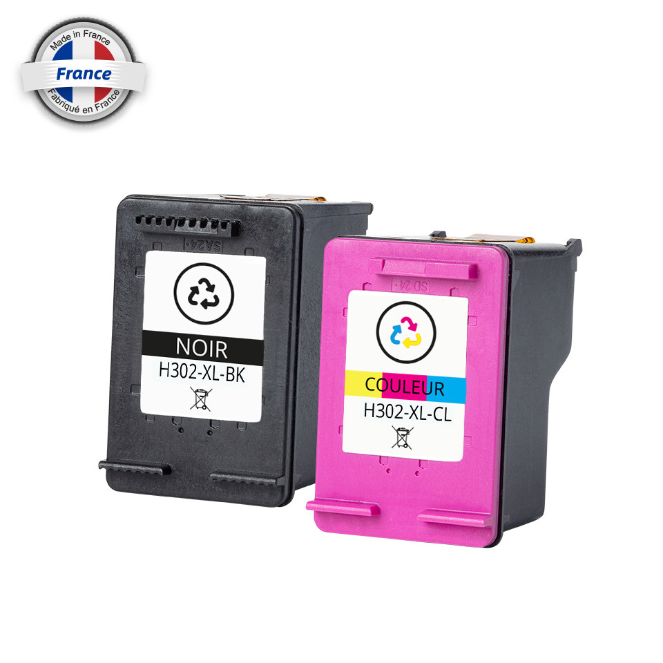 HP (COMPATIBLE PREMIUM) - HP 302XL Noir-Tricolor Pack de 2 Cartouches d'encre remanufacturées X4D37E Qualité Premium