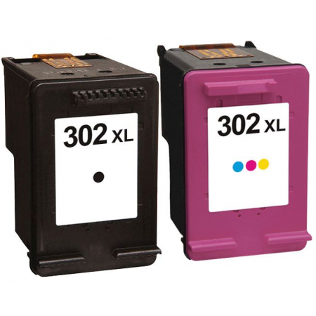 HP (COMPATIBLE) - HP 302XL Noir-Tricolor Pack de 2 Cartouches d'encre remanufacturées X4D37E