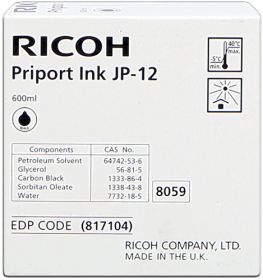 RICOH ORIGINAL - Ricoh JP12 / 817104 Noir (600 ml) Cartouche de marque