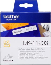 BROTHER ORIGINAL - BROTHER DK-11203 Etiquettes de dossiers de fichiers 17 x 87 mm, impression noir sur papier blanc