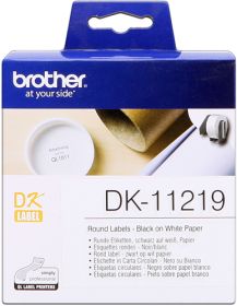 BROTHER ORIGINAL - Brother DK-11219 Etiquettes papier rondes Ø12 mm, impression noir sur papier blanc