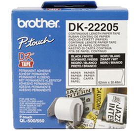 BROTHER ORIGINAL - Brother DK-22205 - Ruban continu résistant 62 mm x 30,48 m, impression noir sur papier blanc