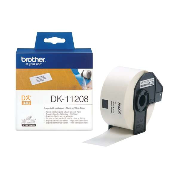 BROTHER (ORIGINAL) - Brother DK11208 Rouleau d'étiquettes noir sur blanc