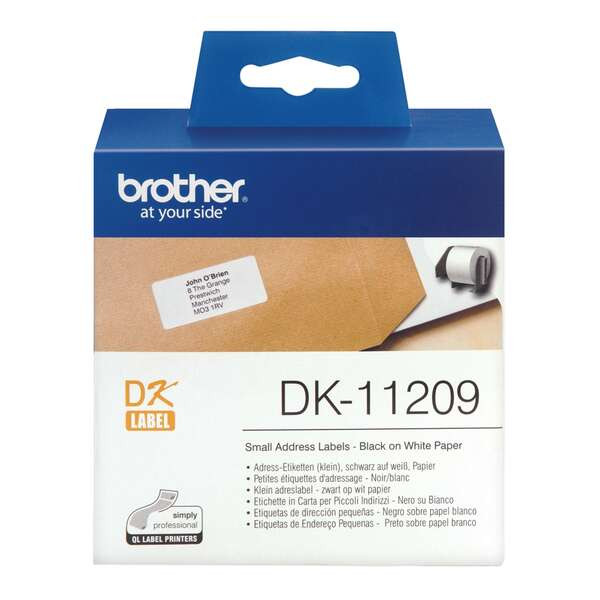 BROTHER (ORIGINAL) - Brother DK11209 Rouleau d'étiquettes d'adresse noir sur blanc