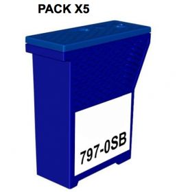 PITNEY BOWES (COMPATIBLE) - Pitney Bowes 797-0SB Bleu Postal Pack de 5 Cartouches d'encre génériques DM50-DM55