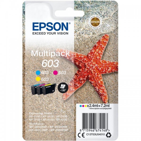 EPSON (ORIGINAL) - Epson 603 Pack de 3 cartouches d'encre originales C13T03U54010