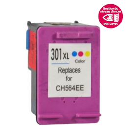 CARTOUCHE D'ENCRE COMPATIBLE HAUT DE GAMME HP 301XL / CH564EE N°301XL  CYAN/MAGENTA/JAUNE