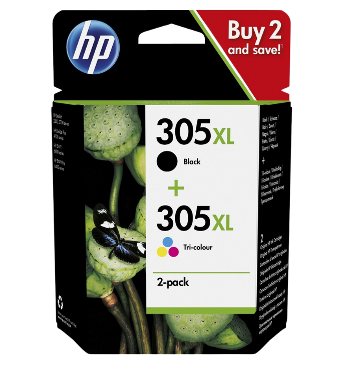 HP (ORIGINAL) - HP 305XL Noir-Tricolor Pack de 2 Cartouches d'encre originales 6ZA94AE