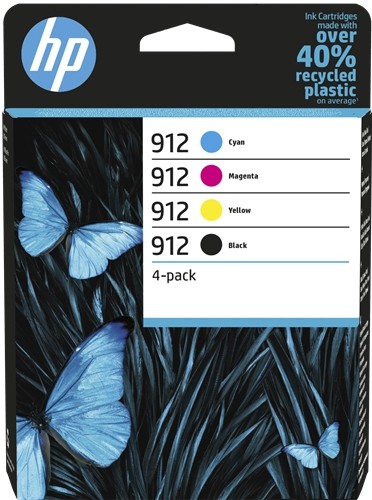 1 Pack de 4 Cartouches compatibles avec HP 912XL - 1 Noir + 1 Cyan +