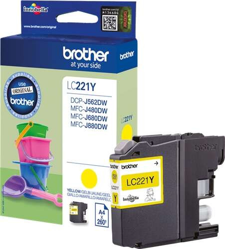 BROTHER (ORIGINAL) - Brother LC221 Jaune Cartouche d'encre originale