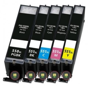 CARTOUCHE D'ENCRE COMPATIBLE CANON PGI 550XL / CLI 551XL  NOIR/CYAN/MAGENTA/JAUNE