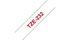 BROTHER ORIGINAL - Brother TZE-232 Ruban laminé rouge sur blanc, 12mm sur 8 mètres pour imprimante P-Touch