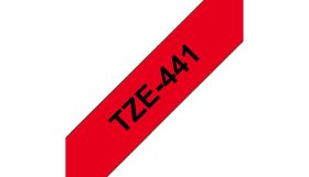 BROTHER ORIGINAL - Brother TZE-441 Ruban laminé noir sur Rouge, 18mm sur 8 mètres pour imprimante P-Touch