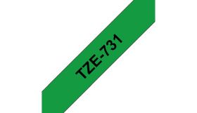 BROTHER ORIGINAL - Brother TZE-731 Ruban laminé noir sur vert, 12mm sur 8 mètres pour imprimante P-Touch