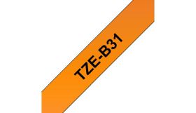 BROTHER ORIGINAL - Brother TZE-B31 Ruban laminé noir sur orange fluorescent, 12mm sur 5 mètres pour imprimante P-Touch