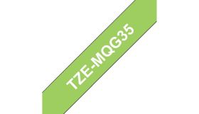 BROTHER ORIGINAL - Brother TZE-MQG35 Ruban laminé blanc sur vert citron, 12mm sur 5 mètres pour imprimante P-Touch