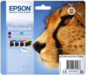 EPSON ORIGINAL - Epson T0715 Pack de 4 cartouches de marque (Noir, Cyan, Magenta, Jaune)