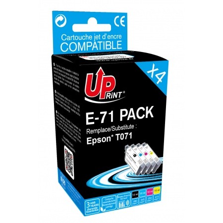 COMPATIBLE HAUT DE GAMME EPSON - Uprint T0715 Pack 4 cartouches Qualité Premium remanufacturées Epson