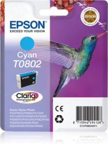 EPSON ORIGINAL - Epson T0802 Cyan (7,4 ml) Cartouche de marque 