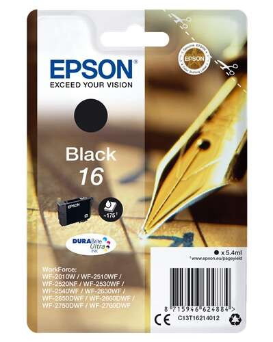 EPSON (ORIGINAL) - Epson T1621 Noir Cartouche d'encre originale C13T16214012