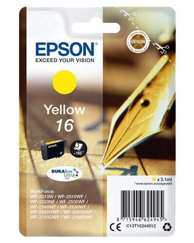 EPSON (ORIGINAL) - Epson T1624 Jaune Cartouche d'encre originale C13T16244012