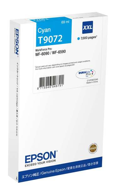 EPSON (ORIGINAL) - Epson T9072 Cyan Cartouche d'encre originale C13T90724N