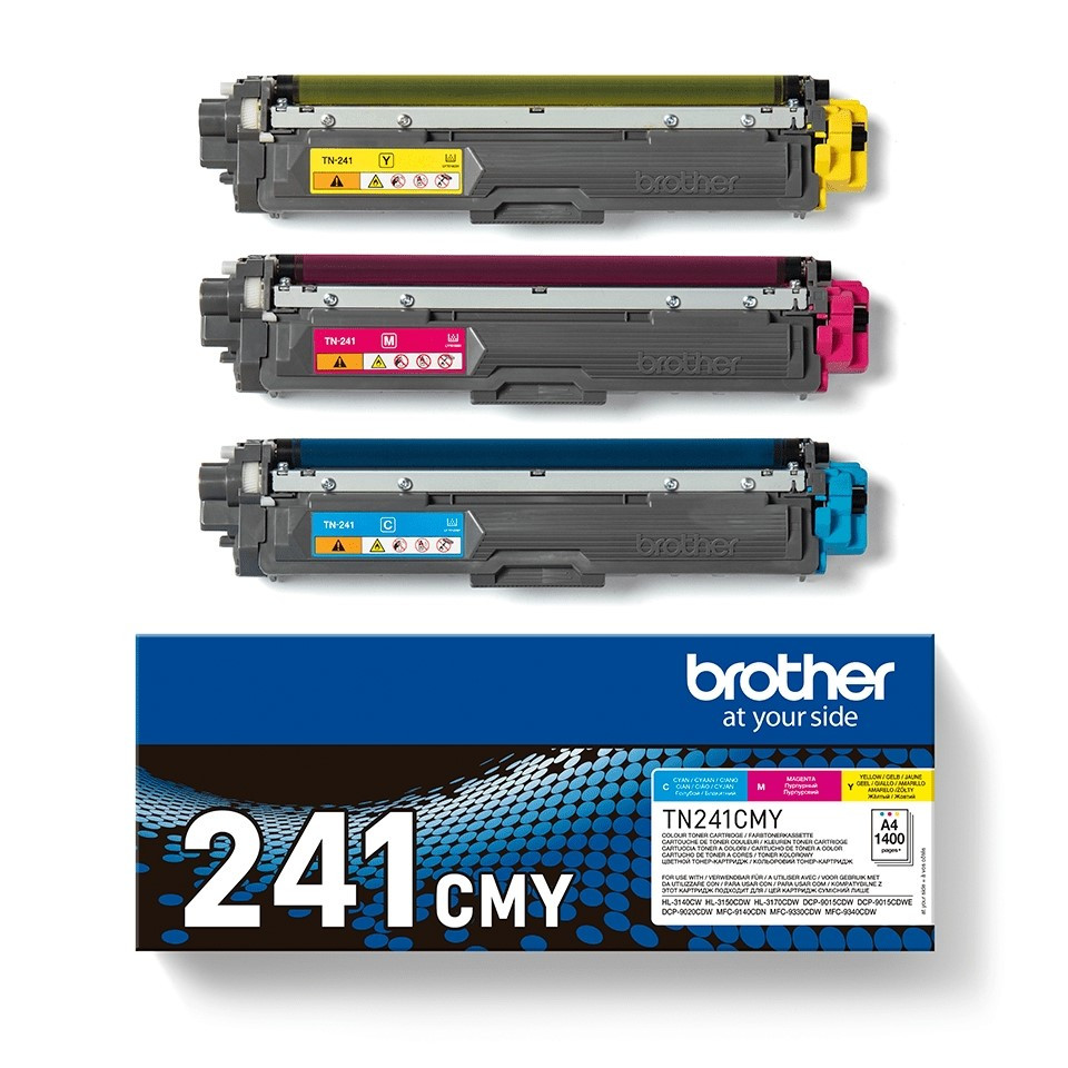 BROTHER ORIGINAL - Brother TN-241 Pack de  Toners authentiques (Cyan, Magenta, Jaune)