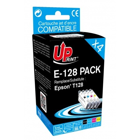 COMPATIBLE HAUT DE GAMME EPSON - T1285 Pack de 4 cartouches remanufacturées Epson Qualité Premium comprenant 2x T1281 / 1x T1282 / 1x T1283 / 1x T1284