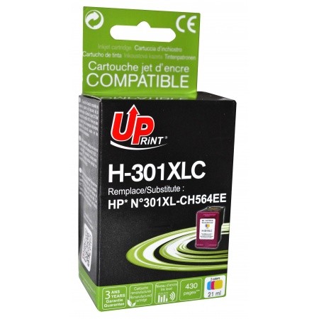 COMPATIBLE HAUT DE GAMME HP - UPrint 301XL Couleurs (18ml) Cartouche remanufacturée HP Qualité Premium