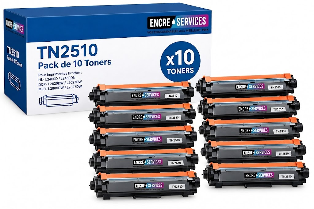 BROTHER (COMPATIBLE) - Brother TN2510 Noir Toner Compatible - Pack x10