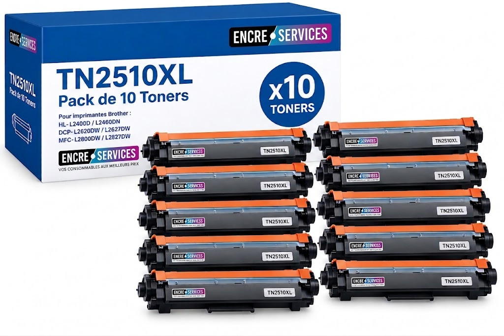 BROTHER (COMPATIBLE) - Brother TN2510XL Noir Toner Compatible - Pack x10