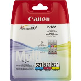 CANON ORIGINAL - Canon CLI-521 Pack Eco de 3 cartouches de marque 2934B010 (Cyan + Magenta + Jaune)