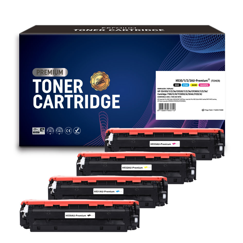CANON (COMPATIBLE PREMIUM) - Canon 718 Pack de 4 Cartouches de toner remanufacturées Qualité Premium