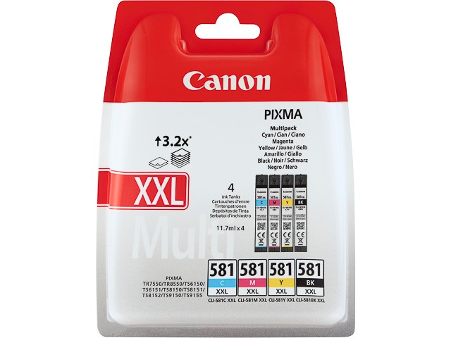 CANON ORIGINAL - Canon CLI-581XXL Multipack de 4 cartouches Noir(e) / Cyan / Magenta / Jaune
