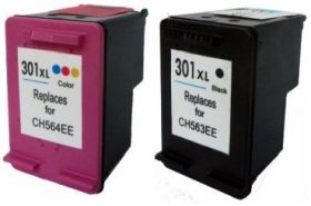 COMPATIBLE HP - 301XL Noir et Couleurs Lot de 2 Cartouches d'encre recyclées équivalentes au modèle HP