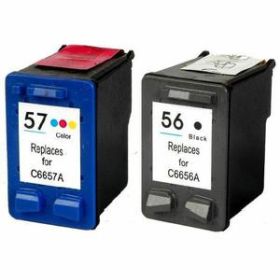 HP (COMPATIBLE) - HP 56 - HP 57 Pack de 2 Cartouches d'encre remanufacturées C6656AE - C6657AE