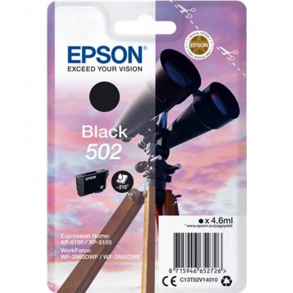 EPSON ORIGINAL - Epson 502 Noir (4,6 ml) Cartouche de marque C13T02V14010