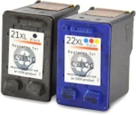 COMPATIBLE HP - 21XL et 22XL Lot de 2 Cartouches remanufacturées HP noir et couleur (15ml + 16ml)