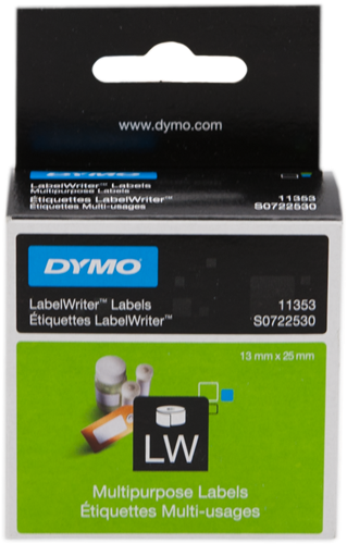 COMPATIBLE DYMO - Lot de 12 Etiquettes multi-usages Dimensions: (L)25 x (H)13 mm