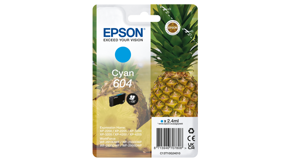 EPSON ORIGINAL - Epson 604 Cyan (2,4 ml) Cartouche de marque série Ananas