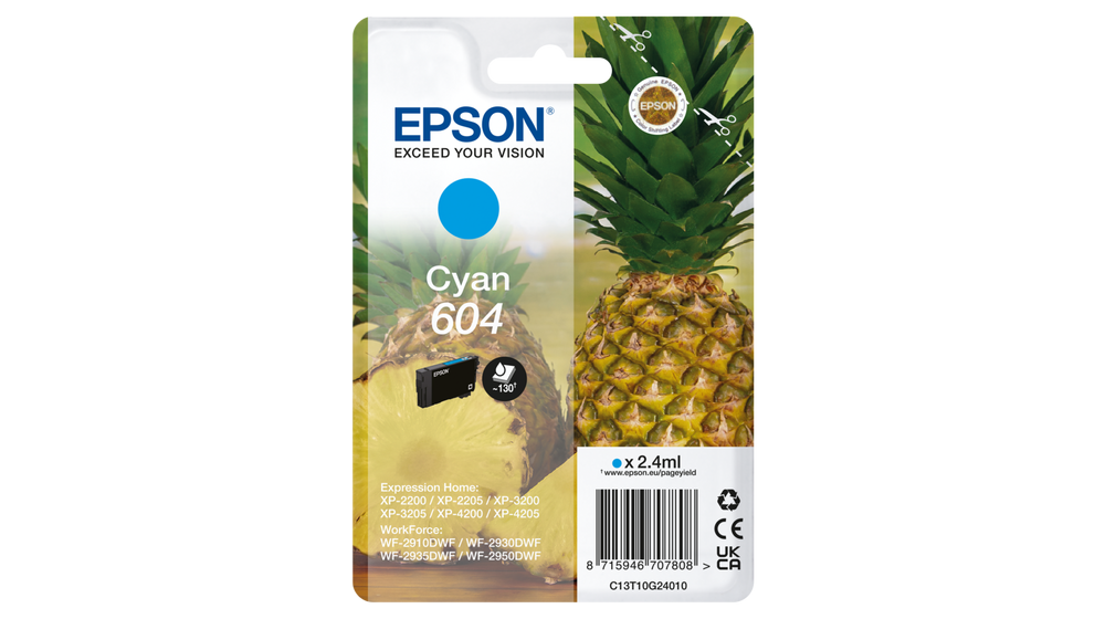 EPSON (ORIGINAL) - Epson 604 Cyan Cartouche d'encre originale C13T10G24010