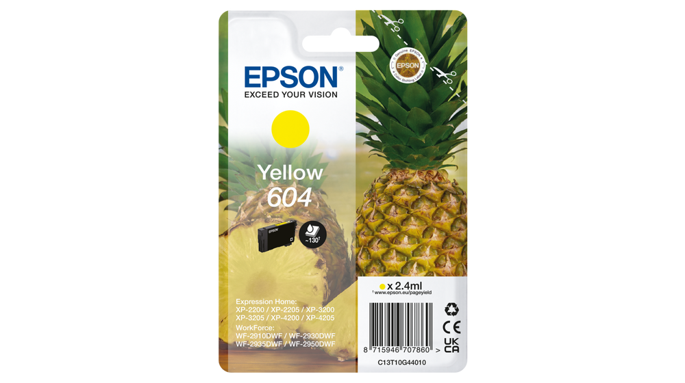 EPSON ORIGINAL - Epson 604 Jaune (2,4 ml) Cartouche de marque série Ananas