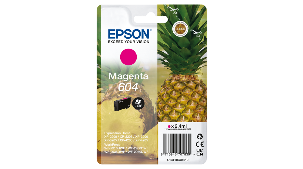 EPSON ORIGINAL - Epson 604 Magenta (2,4 ml) Cartouche de marque série Ananas