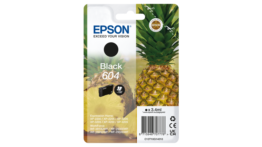 EPSON ORIGINAL - Epson 604 Noir (3,4 ml) Cartouche de marque série Ananas