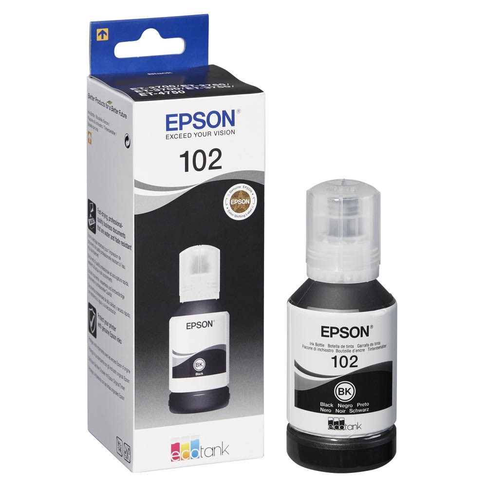 EPSON ORIGINAL - Epson 102 EcoTank Noir (127 ml) Bouteille d'encre de marque