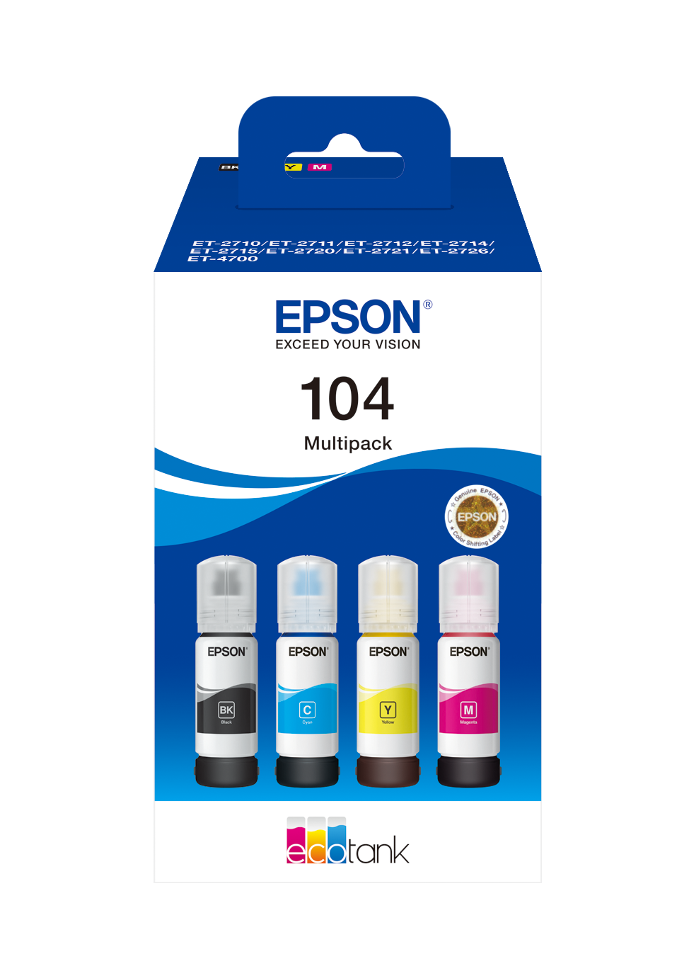 EPSON (ORIGINAL) - Epson 104 Pack de 4 Bouteilles d'encre originales C13T00P640