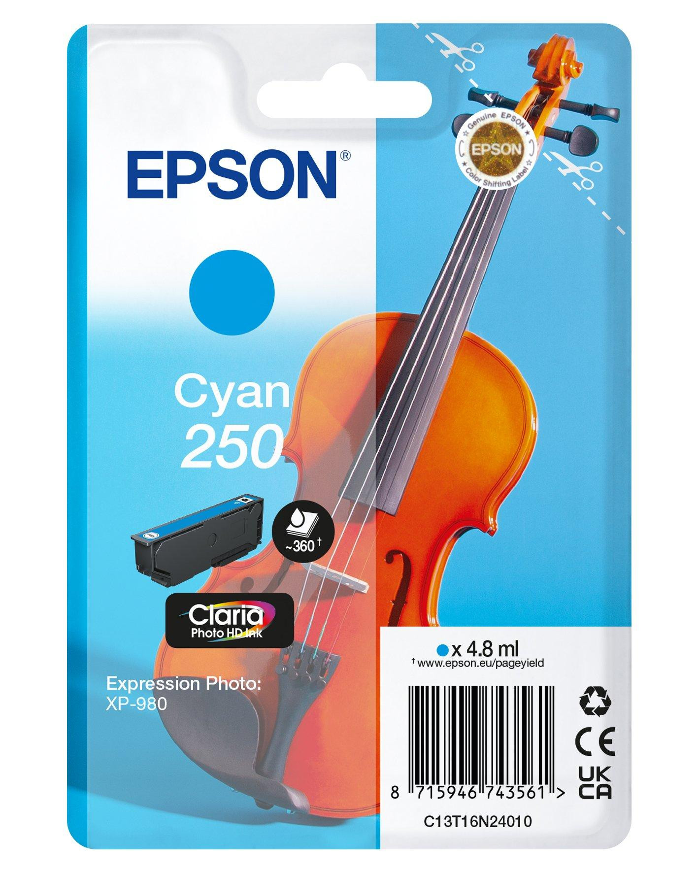 EPSON (ORIGINAL) - Epson 250 Cyan Cartouche Encre Originale C13T16N24010