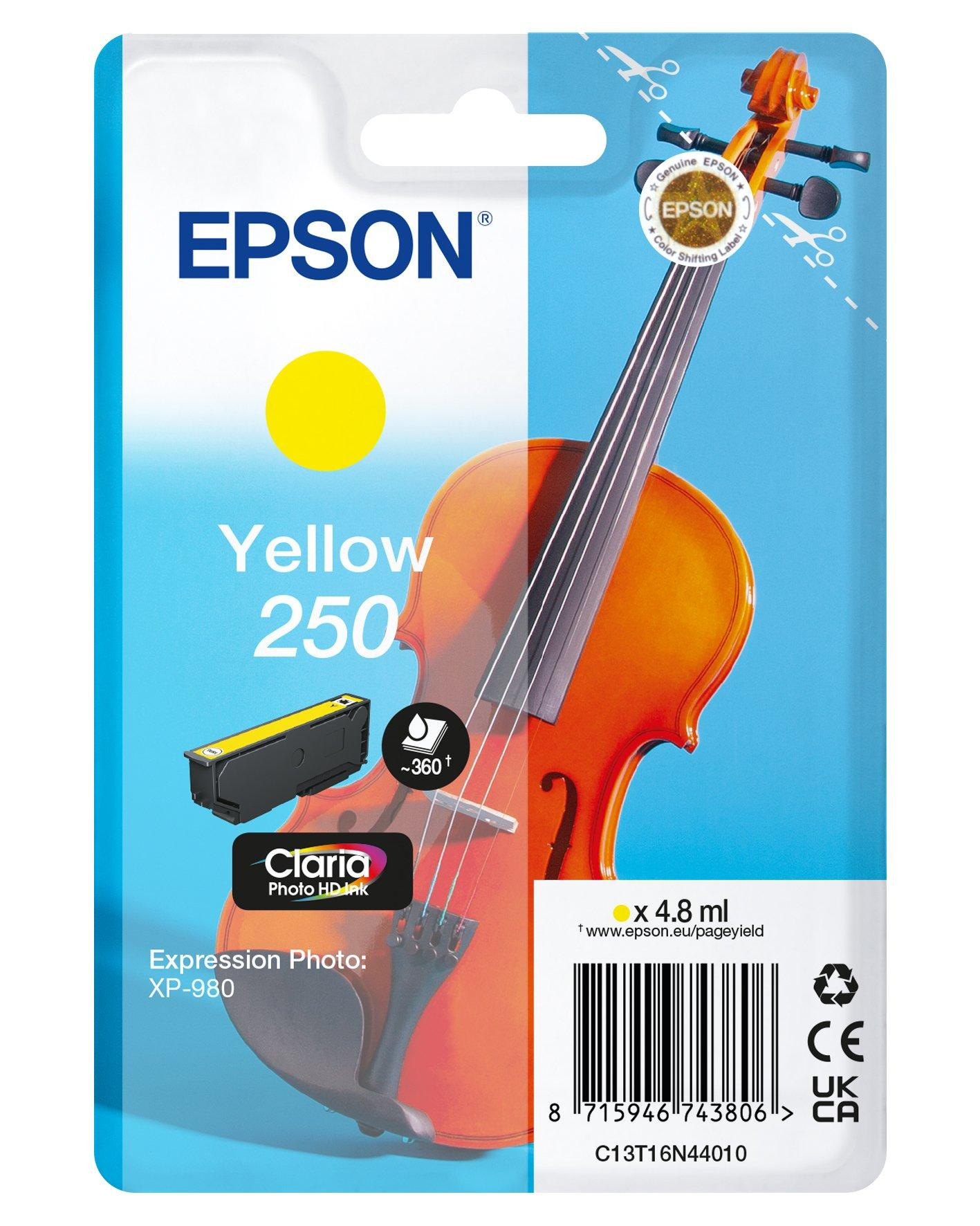EPSON (ORIGINAL) - Epson 250 Jaune Cartouche Encre Originale C13T16N44010